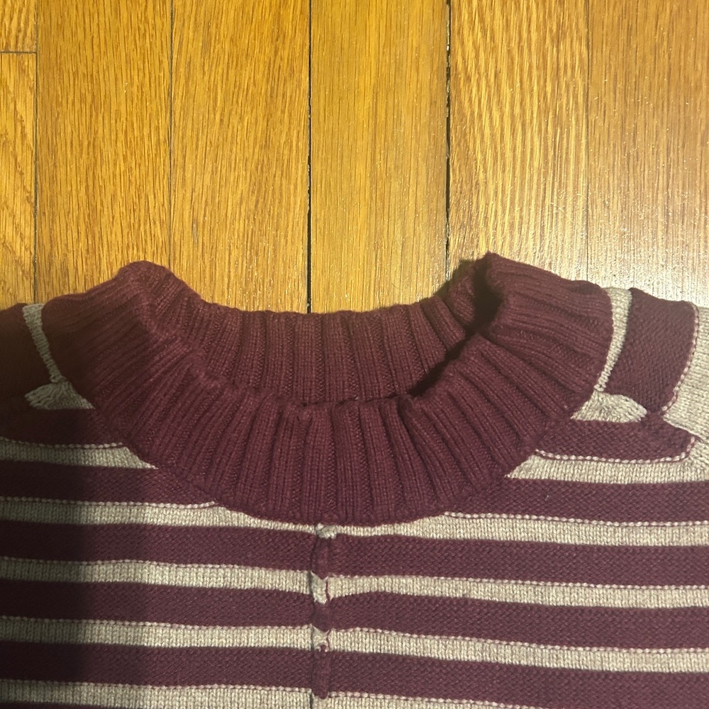 Maeve Anthropologie Pink & Tan Striped Chunky Sweater Women’s L - Picture 3 of 6